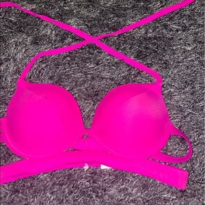 hot pink victoria secret bathing suit top